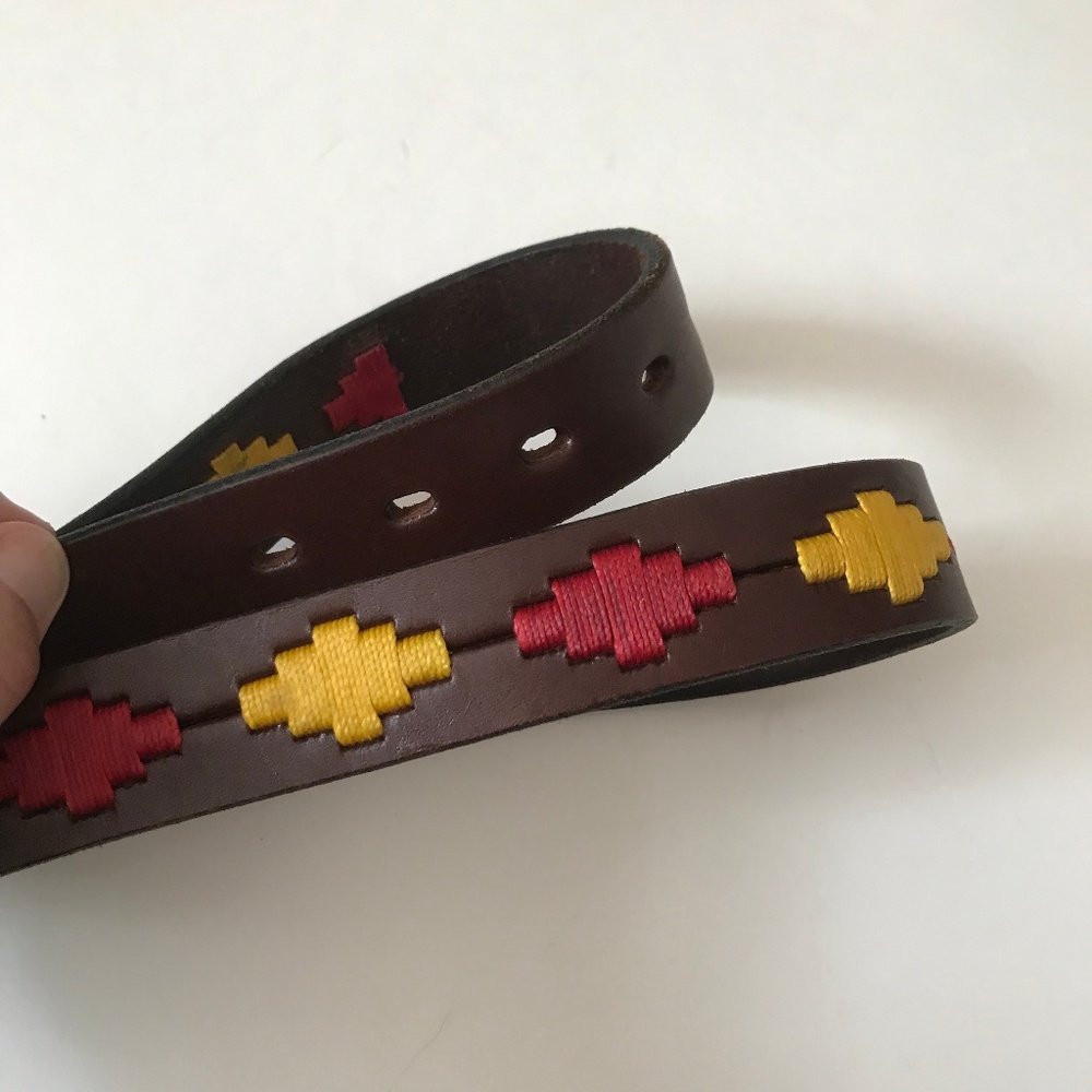 Waterfront Leathers Argentina Gaucho Polo Belt Brown Cowhide NWOT